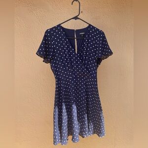 Express Navy Dress with Light Blue Polka Dots